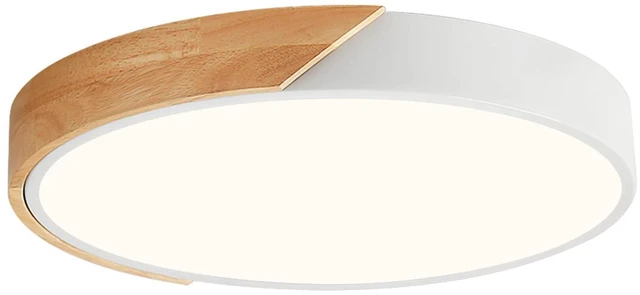 Main image of Modern LED Ceiling Light, Minimalist Wood Flush Mount Ceiling Light Fixture, 4000K Not Dimmable, Circle Lighting Lamp with Acrylic Lampshade for Bedroom Dining Room Laundry (White, 15.8'')