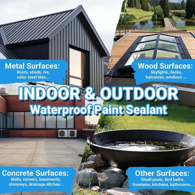 Alt view image 4 of 7 - Rubber Liquid Waterproof Sealant, 11 LB/5 KG Black Quick Drying Multi Surface Foundation Leak Repair - Roof Gutters Basement Sealer Waterproof - Indoor & Outdoor Flexible Rubber Paint