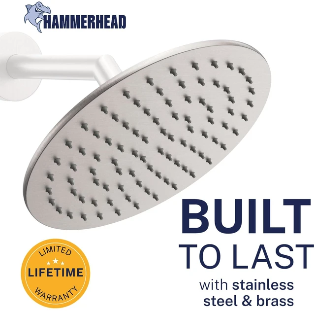 Alt view image 2 of 7 - ® Solid Metal 8 Inch Rainfall Shower Head BRUSHED NICKEL - Shower Head Rainfall - 2.5 GPM High Flow Shower Head Optimized for Pressure Large Round Rain Shower Heads