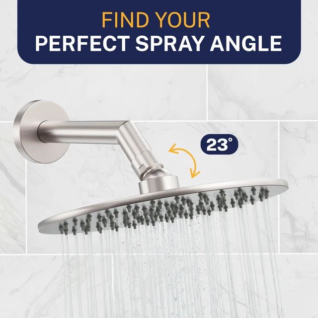 Alt view image 6 of 7 - ® Solid Metal 8 Inch Rainfall Shower Head BRUSHED NICKEL - Shower Head Rainfall - 2.5 GPM High Flow Shower Head Optimized for Pressure Large Round Rain Shower Heads