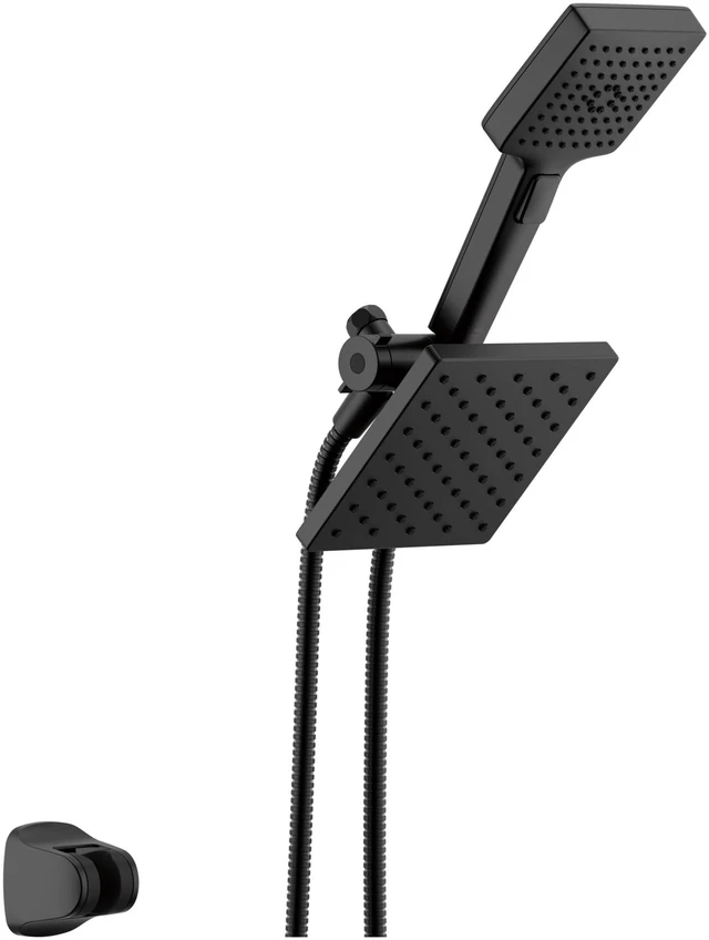 Main image of Square 2-in-1 Dual Shower Head with 4-Setting HandHeld Spray, Matte Black Detachable Double Shower Head with Hose, Showerhead, 1.75 GPM Flow Rate, Matte Black 75755BL