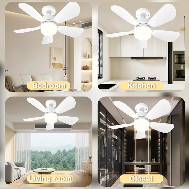 Alt view image 7 of 7 - 2Pack Socket Fan Light With Remote, Screw in Ceiling Fans with Dimmable Light, 3 Colors 3000K-6500K,Smart Ceiling Fan Light Kit Bulb for Bedroom Living Room Kitchen Garage Dinning Room