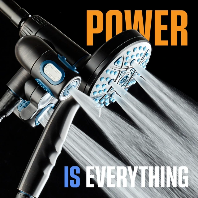 Alt view image 3 of 7 - Polaris 208-mode High Pressure Shower Head Combo with Hydro Arms Luxury 3-way 14-zone System with 370 Stay-clean Power Jets, Handheld Magnetic Docking & 6 ft. Stainless Steel Hose / Bronze