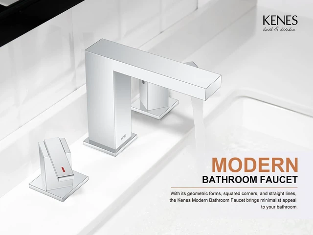 Alt view image 2 of 7 - Chrome Widespread Bathroom Faucet 2 Handle Vanity Faucet 3 Hole Bathroom Sink Faucet with Pop Up Drain & Supply Lines, Lead-Free cUPC & NSF Certified, 8 Inch Faucet for Vanity Restroom Sink
