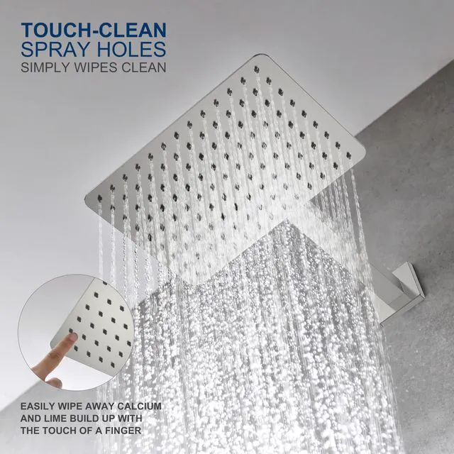 Alt view image 5 of 7 - Brushed Nickel Shower Set with Tub Faucet, Tub and Shower Trim Kit Shower Faucet with 10-Inch Rain Shower Head, Square Shower System, Valve Included, Lead-Free cUPC & NSF Certified, Stainless