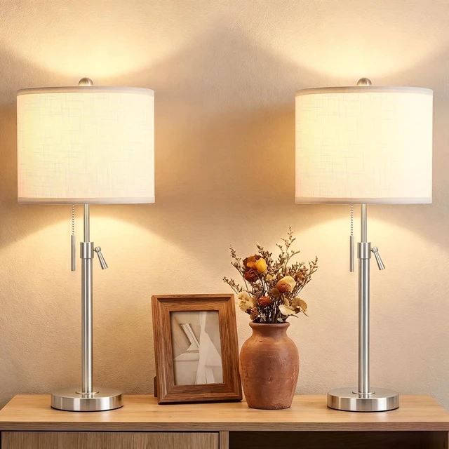 Main image of Table Lamps Set of 2, 22" to 30" Adjustable Nightstand Lamps for Bedroom, Dimmable End Table Lamps for Living Room Console Entry Farmhouse Home Decor, New House Warming Gifts