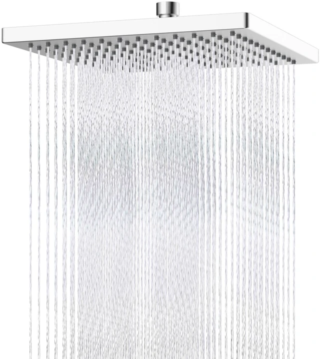 Main image of cUPC Certified Metal High Pressure 12'' Rain Shower Head, Chrome Thickness Showerhead, Square Large Bathroom Rainfall Shower Head, Adjustable Brass Ball Joint, Waterfall Full Body Coverage
