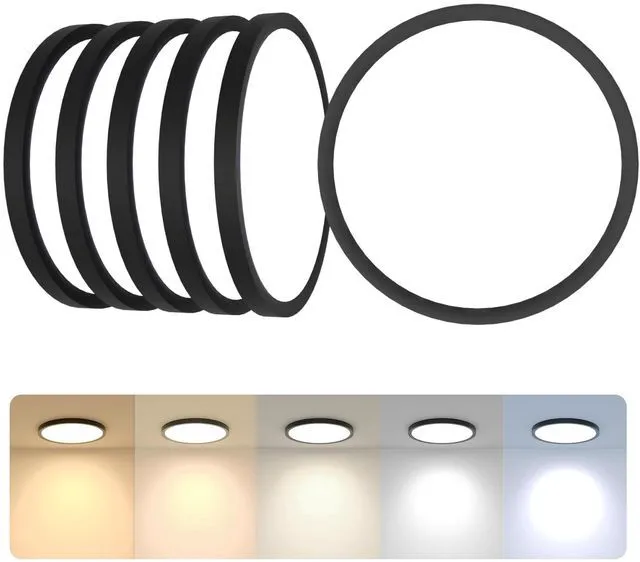 Main image of 12 Inch Black LED Flush Mount Ceiling Light Fixture (6 Pcs) 24W 2640LM, Dimmable Light, Energy-Efficient & Cost-Saving Eye Care, Close to Natural Light, for Bedroom, Kitchen, Bathroom