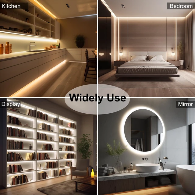 Alt view image 6 of 6 - CCT COB LED Strip Lights, 49ft Dimmable 2700K-6500K 24V Tunable White LED Light Strip Kit, High Density CRI 90+ LED Strips with Remote Controller and Power Supply, for Bedroom Kitchen Home Lighting