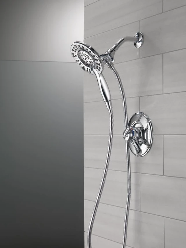 Alt view image 2 of 6 - 4-Setting In2ition 2-in-1 Dual Shower Head with HandHeld Spray, Chrome Detachable Shower Head with Hose, Showerhead, 1.75 GPM Flow Rate, Chrome 58499