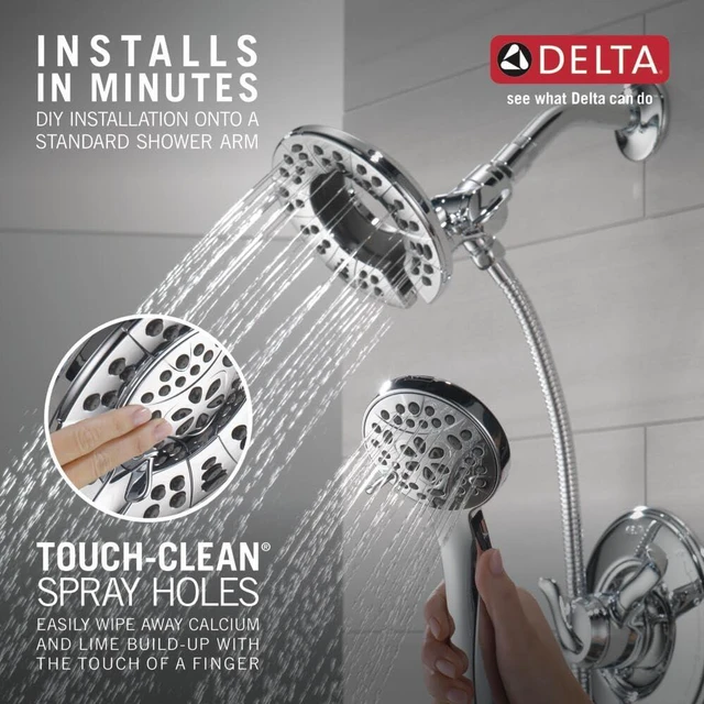 Alt view image 5 of 6 - 4-Setting In2ition 2-in-1 Dual Shower Head with HandHeld Spray, Chrome Detachable Shower Head with Hose, Showerhead, 1.75 GPM Flow Rate, Chrome 58499