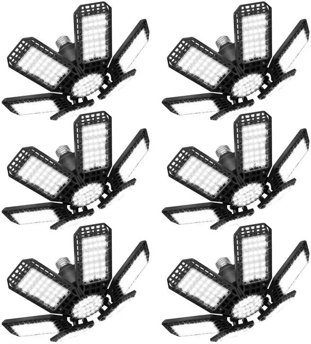 Main image of 6 Pack Garage Lights, 28000LM Super Bright LED Shop Lights with 6+1 Deformable Panels, 6500K Garage Light Ceiling Led, E26 Socket Screw in Bulb for Warehouse, Workshop, Basement, Attic