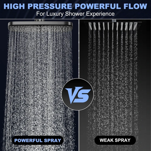Alt view image 3 of 7 - 12 Inch High Pressure Rainfall Shower Head Combo,9 Settings Handheld Shower Height/Angle Adjustable, 3 Spray Modes, Anti-leak, Built-in Magnetic Docking,Washing Jets,Holder, 59" Shower Hose, 1.75GPM