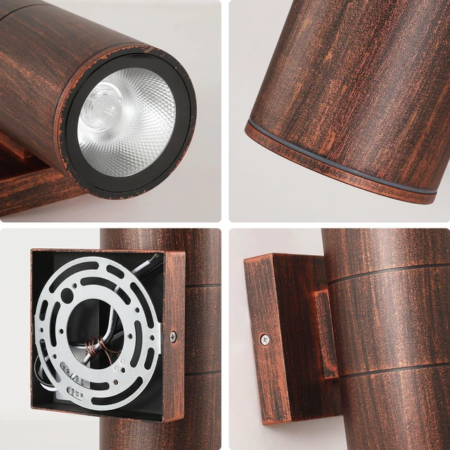 Alt view image 6 of 7 - Outdoor Wall Lights 2 Packs, Integrated LED Cylinder Up Down 12W 2700K Modern Aluminum Light, Waterproof Exterior Light for Porch Patio Door