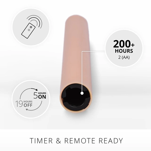 Alt view image 4 of 6 - Flameless Battery Operated Taper Candle, Mellow Peach Pack of 2 1" x 9.75", LED Flickering Flame, Realistic & Safe for Home Kids and Pets