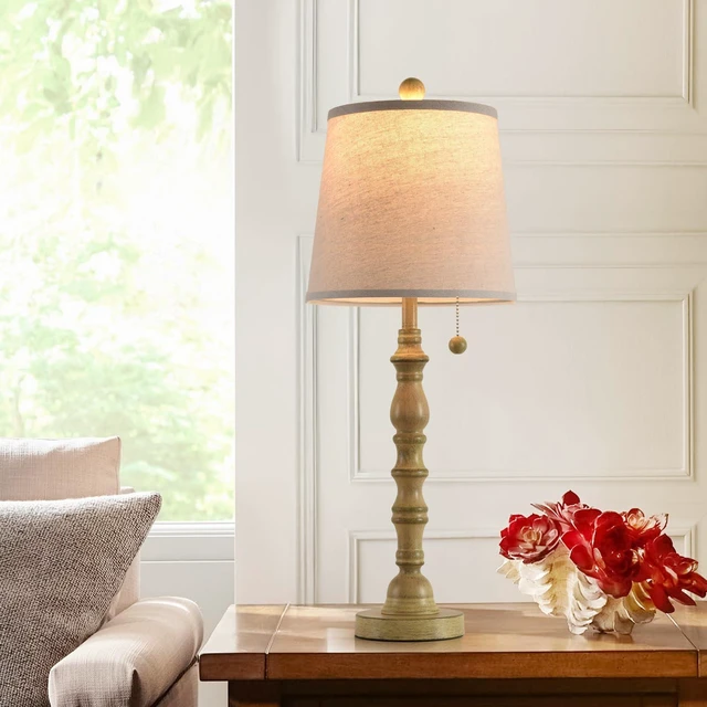 Alt view image 2 of 7 - Lamps Set of 2 Modern Farmhouse Table Lamp Bedside Reading Lamps Living Room End Tables Set Lamps for Night Stands Bedroom Night Lamp,High 26.26 Inch,White,Sepia Fabric Lamp Shade,Bulb Not Included