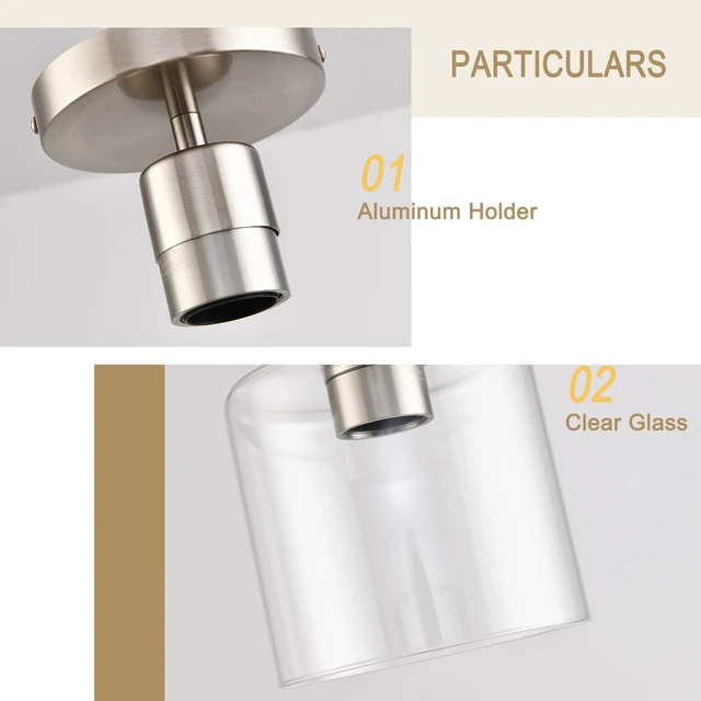 Alt view image 4 of 7 - Brushed Nickel Semi Flush Mount Ceiling Light,Modern Ceiling Light Fixture for Closet Hallway Entryway Fixture Brushed Nickel Finish 1 Pack