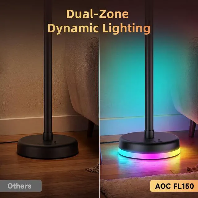 Alt view image 2 of 7 - LED Floor Lamp, 2Packs RGBICWW Corner Floor Lamp with Glowing Base App & Remote Control, 160 Million Colors, 68+ Scenes Color Changing, Ambient Lighting for Bedroom Living Room Home Office