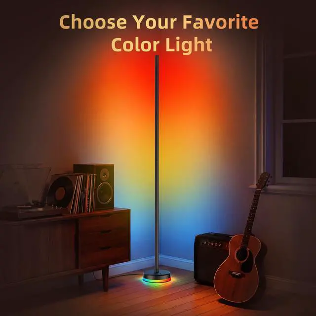 Alt view image 5 of 7 - LED Floor Lamp, 2Packs RGBICWW Corner Floor Lamp with Glowing Base App & Remote Control, 160 Million Colors, 68+ Scenes Color Changing, Ambient Lighting for Bedroom Living Room Home Office