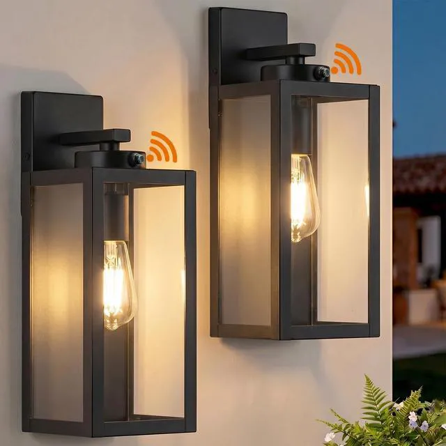 Main image of 15" Large Upgraded Dusk to Dawn Outdoor Wall Lights, Matte Black Auto On/Off, Rust-Resistant, Quick & Easy Installation, Waterproof & Weatherproof, Thick Clear Glass & Durable Metal