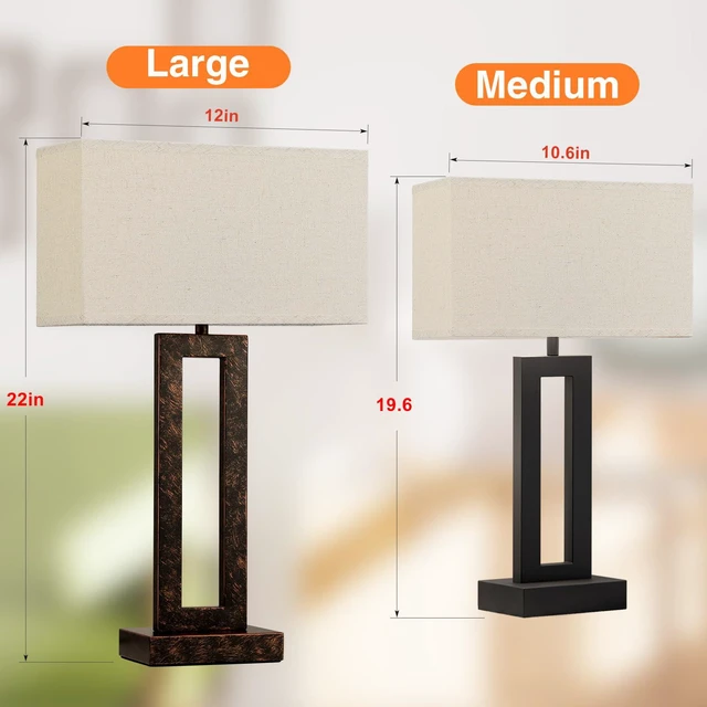 Alt view image 2 of 7 - 22" Tall Living Room Lamps for Night Stands - Touch Bedside Lamp with USB C+A, 3 Way Dimmable Bedroom Lamps for End Tables Set of 2, Modern Night Stand Lamp for Bed Side(Beige&Brown)