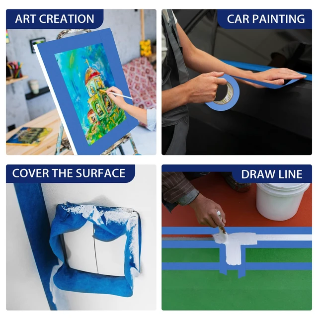 Alt view image 6 of 7 - 12 Pack Blue Painters Tape 3 Inch x 55 Yards Bulk Paint Masking Tape