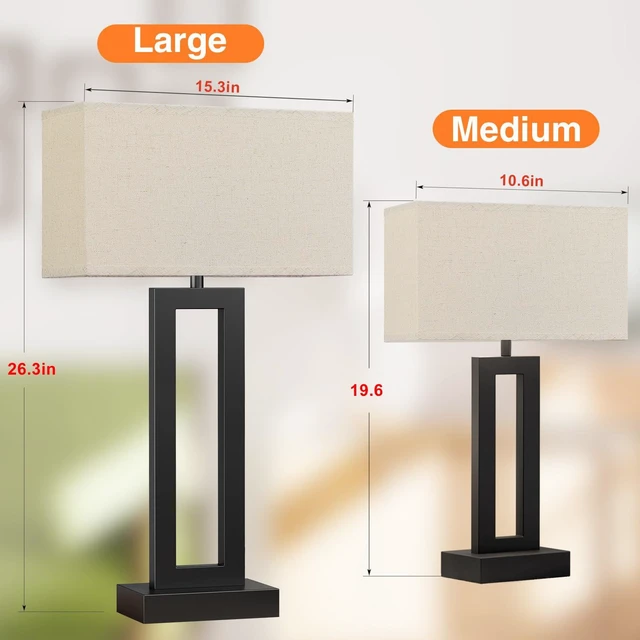 Alt view image 2 of 7 - 26.3in Big Bedroom Table Lamps Set of 2 -Touch Control, 3 Way Dimmable, USB C+A Charging, LED Bulbs, Easy Assembly