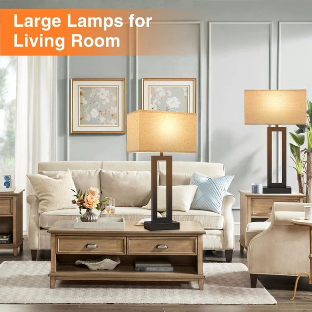 Alt view image 5 of 7 - 26.3in Big Bedroom Table Lamps Set of 2 -Touch Control, 3 Way Dimmable, USB C+A Charging, LED Bulbs, Easy Assembly