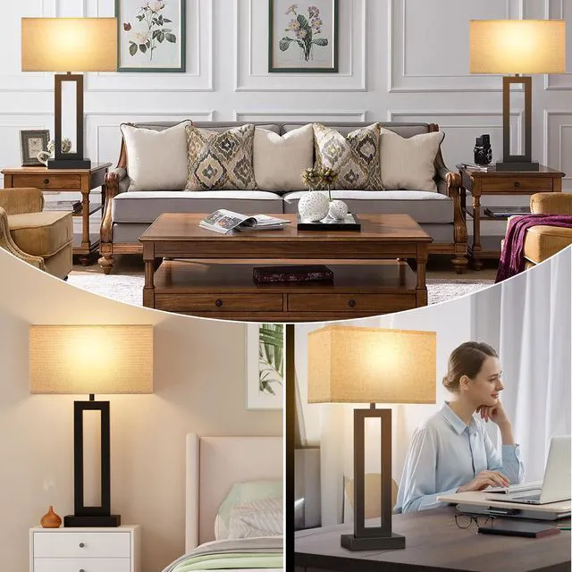 Alt view image 7 of 7 - 26.3in Big Bedroom Table Lamps Set of 2 -Touch Control, 3 Way Dimmable, USB C+A Charging, LED Bulbs, Easy Assembly