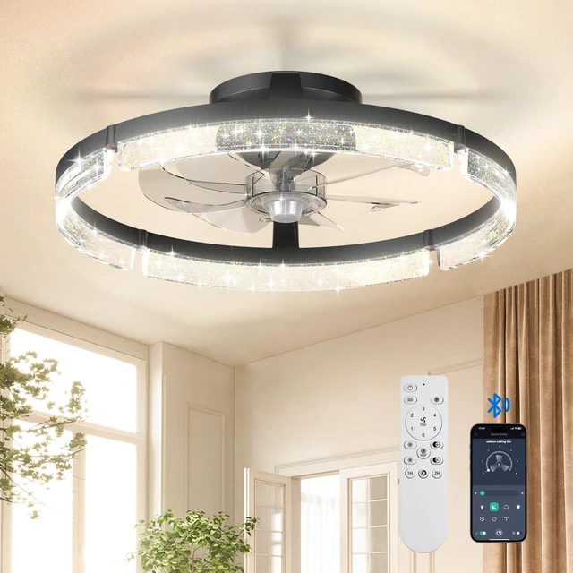 Main image of 20" Ceiling Fans with Lights and Remote, Low Profile Fandelier 3000-6000K Dimmable LED, 6 Speeds, Reversible DC Motor, App Control, Memory Function, Timer, Quiet Operation