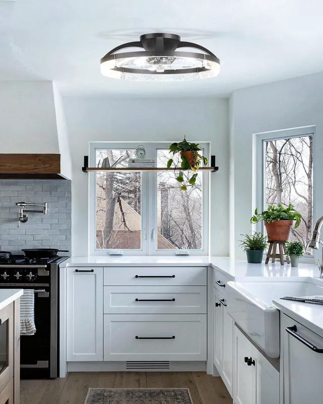 Alt view image 7 of 7 - 20" Ceiling Fans with Lights and Remote, Low Profile Fandelier 3000-6000K Dimmable LED, 6 Speeds, Reversible DC Motor, App Control, Memory Function, Timer, Quiet Operation