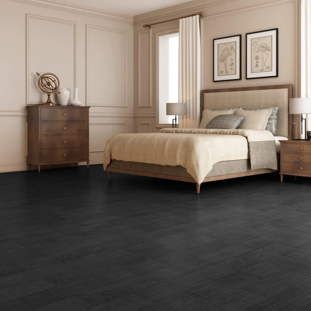 Alt view image 2 of 7 - Wood Texture Peel and Stick Vinyl Floor Planks, 36-Pack, Black Cover 54 sq.ft, Waterproof, Self-Adhesive, Scratch Resistant, Premium Vinyl, Ideal for Bedroom, Living Room, Kitchen, RV