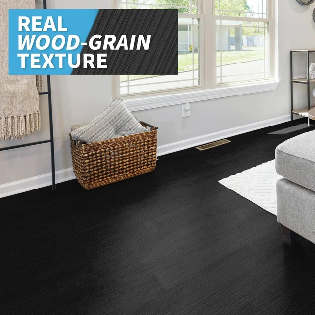 Alt view image 3 of 7 - Wood Texture Peel and Stick Vinyl Floor Planks, 36-Pack, Black Cover 54 sq.ft, Waterproof, Self-Adhesive, Scratch Resistant, Premium Vinyl, Ideal for Bedroom, Living Room, Kitchen, RV