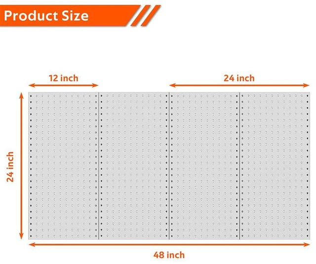 Alt view image 2 of 6 - Metal Pegboard Wall Panels, Peg Boards for Garage Tool Storage Heavy Duty Pegboard Tool Storage Kit for Home, Craft Room Gray 4 Pcs