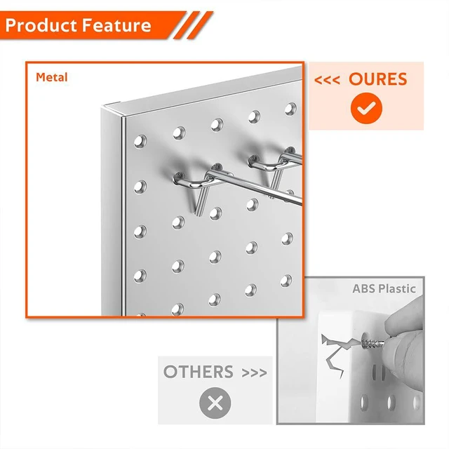 Alt view image 4 of 6 - Metal Pegboard Wall Panels, Peg Boards for Garage Tool Storage Heavy Duty Pegboard Tool Storage Kit for Home, Craft Room Gray 4 Pcs