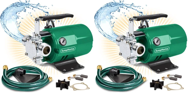 Main image of Water Transfer Pump, 115V 330 Gallon Per Hour - Portable Electric Pump with 6' Hose Kit, Remove Water From Pools, Rain Barrel, Aquariums (Pack of 2)