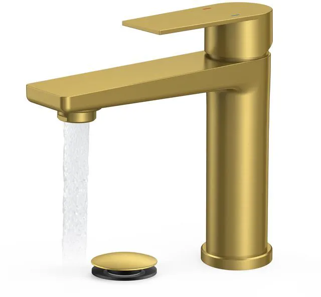 Main image of Single Hole Bathroom Faucet Gold, Commercial Faucet Single Hole Gold Sink Faucet Bathroom Single Handle, Vanity Gold Faucet for Bathroom Sink with 1.2 GPM Water-Saving Aerator