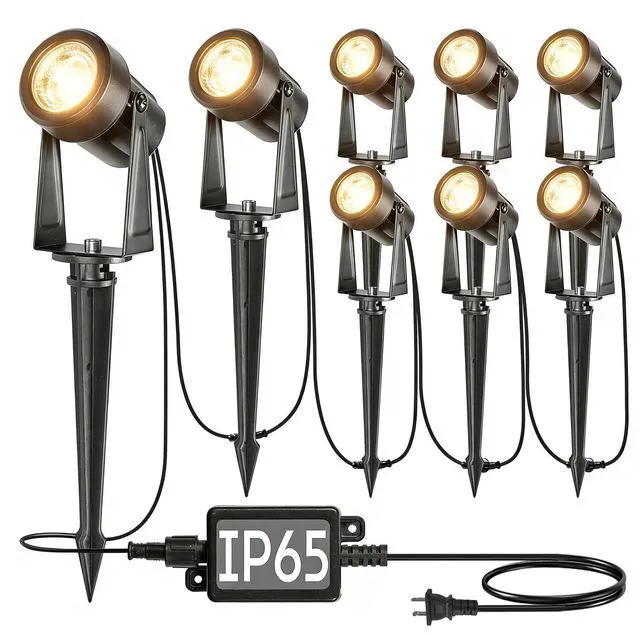 Main image of 8 Pack Outdoor Landscape Lighting with Transformer, LED Spot Lights Low Voltage Outdoor Landscape Lights, Extendable, IP65 Waterproof Landscape Ground Lights for Garden, Trees & Pathway