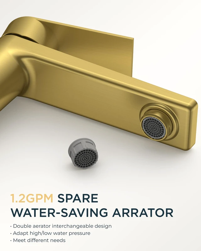 Alt view image 4 of 7 - Single Hole Bathroom Faucet Gold, Commercial Faucet Single Hole Gold Sink Faucet Bathroom Single Handle, Vanity Gold Faucet for Bathroom Sink with 1.2 GPM Water-Saving Aerator