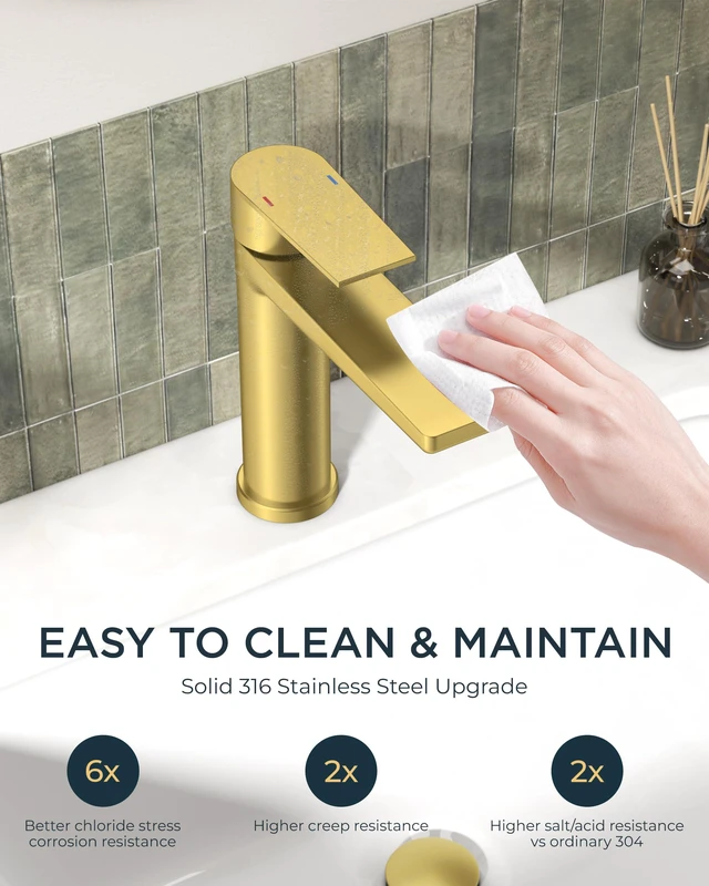 Alt view image 6 of 7 - Single Hole Bathroom Faucet Gold, Commercial Faucet Single Hole Gold Sink Faucet Bathroom Single Handle, Vanity Gold Faucet for Bathroom Sink with 1.2 GPM Water-Saving Aerator