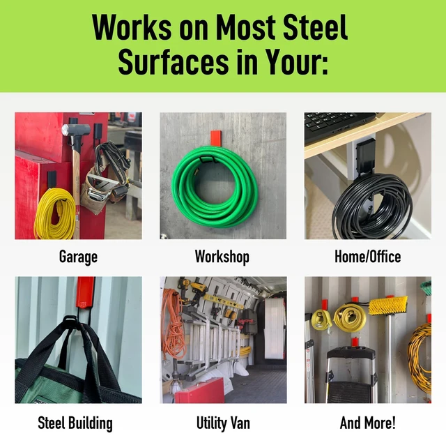 Alt view image 5 of 7 - MIDI 2.5 in Closed Hooks, 25 lb Magnetic Hooks 3 Pack Patented Easy-Release, Non-Slip Grip. Works on toolboxes, garage, steel cabinets, workbenches, utility vans & lockers