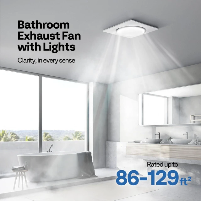 Alt view image 2 of 7 - Bathroom Exhaust Fan with Light & Humidity Sensor (160-110-50CFM) Autoflow, 2700K/4000K/5700K & EC Motor, Retrofit Ceiling Mount Bath Fan, No Attic Access Needed