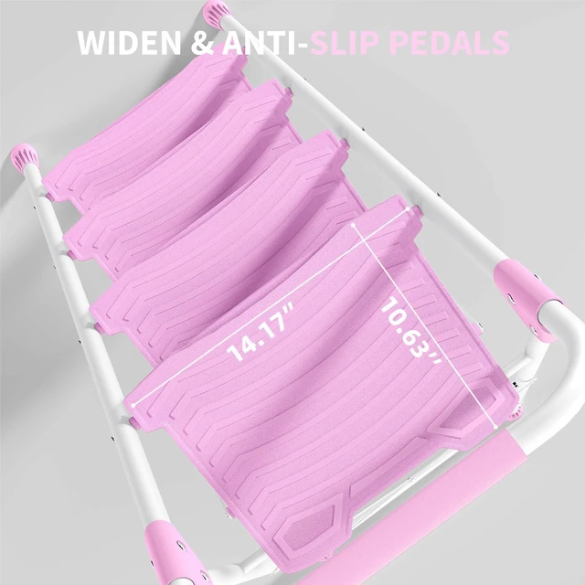 Alt view image 2 of 7 - 4 Step Ladder, 900lbs Sturdy Step Stool with Handrail, Anti-Slip Wide Pedals, Foldable Stepladder for Home, Garage, Garden, Household, Pink, Pass 900LBS Testing