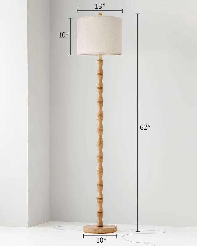 Alt view image 3 of 7 - 62" Farmhouse Floor Lamp for Living Room, Retro Corner Floor Lamp Rotary Switch, Rustic Standing Lamp for Bedroom, Corner, Nursery, Dining Room, Bedroom, House