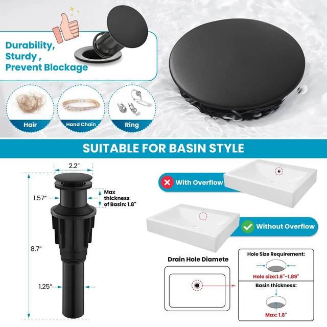 Alt view image 4 of 7 - Vintage Bathroom Vessel Sink Faucet, Matte Black, with Drain Tall Bathroom Faucet 1 Hole Single Handle, 360° Swivel Spout, cUPC Water Lines, Lead-Free, for Farmhouse Vanity Washbasin RV
