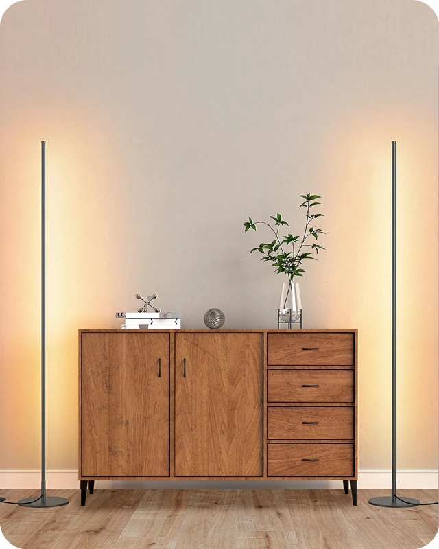 Main image of 2 Pack 57.5 Floor Lamp with Remote, Dimmable & 7 CCT Adjustable 2700-6000K, Sturdy Base, LED Corner Floor Lamps for Living Room, Bedroom, Home Office, Black