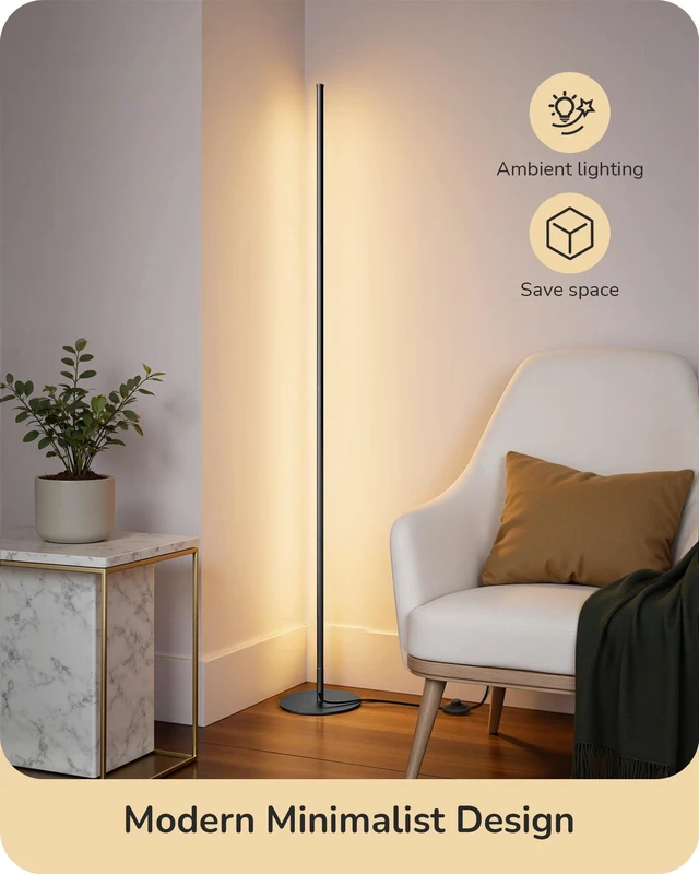 Alt view image 5 of 7 - 2 Pack 57.5 Floor Lamp with Remote, Dimmable & 7 CCT Adjustable 2700-6000K, Sturdy Base, LED Corner Floor Lamps for Living Room, Bedroom, Home Office, Black