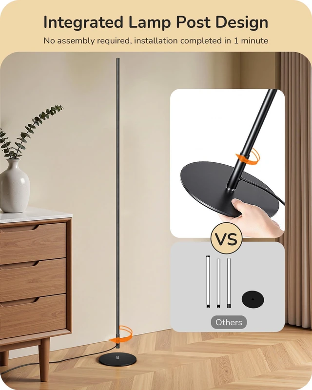 Alt view image 6 of 7 - 2 Pack 57.5 Floor Lamp with Remote, Dimmable & 7 CCT Adjustable 2700-6000K, Sturdy Base, LED Corner Floor Lamps for Living Room, Bedroom, Home Office, Black