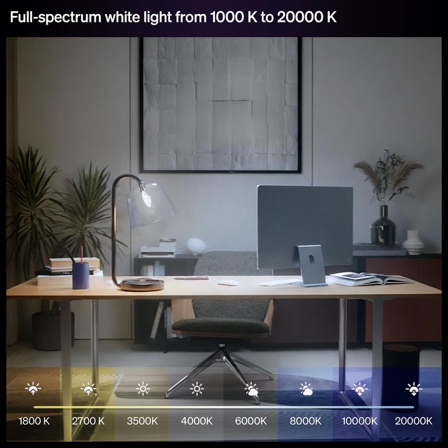 Alt view image 3 of 7 - Smart LED Candle Bulb, B39, E12, 1 Pack, White and Color Ambiance, Full Spectrum Light 1000K-20000K, 470 lm, Ultra-Low Dimming, Chromasync, Alexa, Google Home, Apple Home