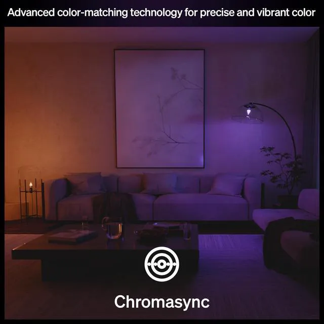 Alt view image 5 of 7 - Smart LED Candle Bulb, B39, E12, 1 Pack, White and Color Ambiance, Full Spectrum Light 1000K-20000K, 470 lm, Ultra-Low Dimming, Chromasync, Alexa, Google Home, Apple Home